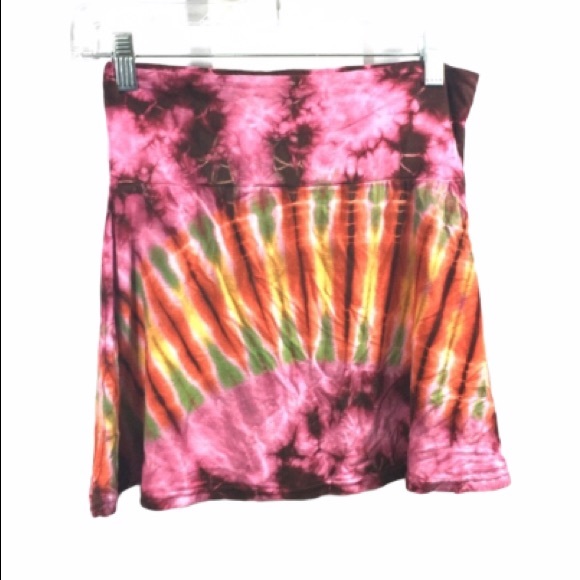 Patan Design tie die flowy silk mini skirt - Picture 1 of 4